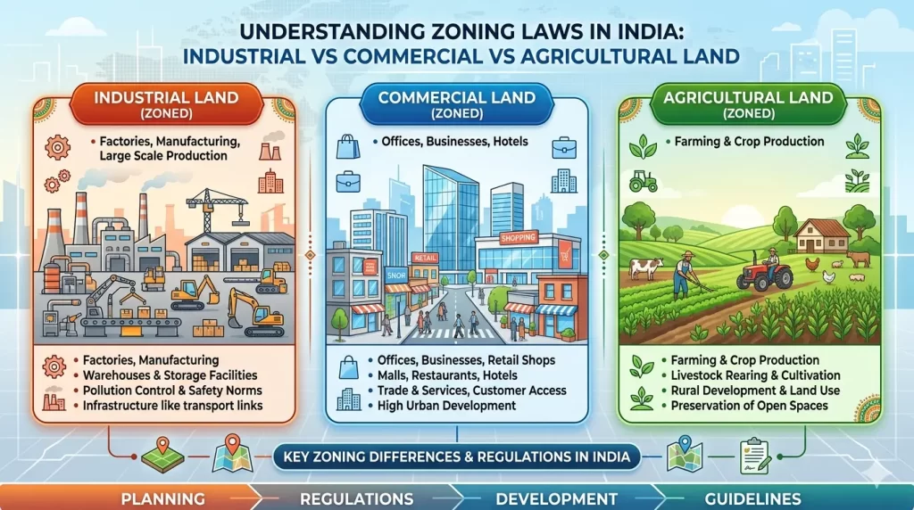 Understanding Zoning Laws in India: Industrial vs Commercial vs Agricultural Land